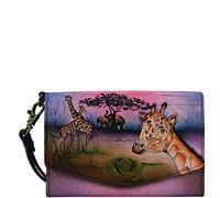 Anna by Anuschka Damen-Clutch, handbemalt, echtes Leder, Vintage-Stil, Serengeti Sunset, Einheitsgröße