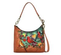 Anna by Anuschka Damen Echtleder Original Echtes Leder Handbemalt Hobo Umhängetasche, Country Cardinal