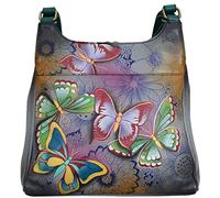 Anna by Anuschka Damen Hobo-Butterfly Paradise echtes Leder Medium Umhängetasche, Schmetterlingsparadies