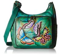 Anna by Anuschka Damen Hobo-Handtasche aus echtem Leder, mit Reißverschluss und mehreren Fächern, Gr n (Smw-summer Wings), Einheitsgröße