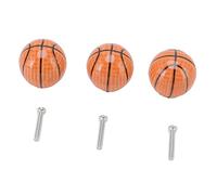 Annadue Basketball-Schrankknöpfe, Keramik-Einloch-Schubladengriff, Basketball-Türknauf-Set mit 3 Stück, Kugeltyp, Küchen- und Heimzubehör für Schrank, Kommode