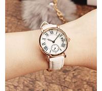 Annadue Damen-Armbanduhr mit Lederarmband, Analoge Quarzuhr, Braunes Rundes Zifferblatt, Datumsanzeige, Kleiner Sekundenzeiger, Klassische Armbanduhr, 30 M Wasserdicht (White)