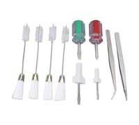 Annadue Nähmaschinen-Reinigungsset, 10-teilig, Doppelkopf-Reinigungsbürste, Universal-Schraubendreher, Gebogene Pinzette, Set für, Nähreparatur-Werkzeug-Zubehör mit Fusselbürste
