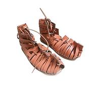 AnNafi Gladiator-Leder-Sandale für Herren, römisch, enturianisch, braune Caligae, mittelalterliche griechische Soldaten-Sandalen | alte Kostüme Schuhe