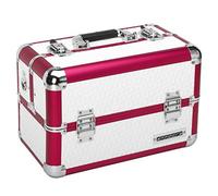 anndora Beauty Case lack weiß - metallic rot - Zihharmonikakoffer Kosmetikkoffer tragbar abschließbar - Rot / Rahmen Weiß weiß