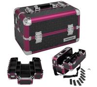 anndora Kosmetikkoffer Beauty Case schwarz rot √ Ziehharmonikakoffer √ Schminkkoffer √ Bastelkoffer Nähkiste - Schwarz / Rahmen Rot schwarz