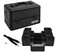 anndora Beauty Case Kosmetikkoffer - Robuster Schminkkoffer, Werkzeugkoffer, Aluminium Make-Up Koffer mit Fächern - Ideal für Reisen und professionelle Anwendungen, abschließbar, Schwarz