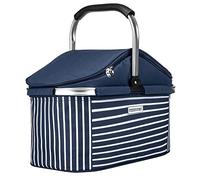 anndora Einkaufskorb 25 L Isolierkorb Picknick Kühlkorb - blau weiß gestreift