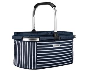 anndora Einkaufskorb 'Maritim Blue': Stilvoll, geräumig faltbar leicht zu reinigen - AHOI - Blau-Weiß Blau