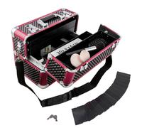 anndora Kosmetikkoffer schwarz weiß gepunktet Beautycase metallic Rahmen rot - Tragegurt und abschließbar - SNÖVIT M Dunkelrot/schwarz/weiss