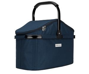 anndora Kühlkorb 25 Liter Blau Hahnentritt -dicke Isolierung - Einkaufskorb mit Deckel - Hahnentritt Blau