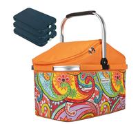 anndora Kühlkorb Isolier Einkaufskorb paisley + 3 Kühlakkus - Paisley Orange