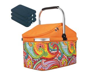 anndora Kühlkorb Isolier Einkaufskorb paisley + 3 Kühlakkus - Paisley Orange