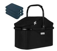 anndora Kühlkorb Isolier Einkaufskorb schwarz + 3 Kühlakkus - Schwarz Schwarz