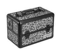 anndora - Leo Noir - Beauty Case mit Stil für Deine Kosmetik - Tragegurt - abschließbar - LEO NOIR M Grau/Schwarz