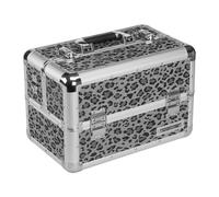 anndora LEO SNOW Beauty Case - silbernes Alu-Design Multikoffer - Schminkoffer mit faltbarem Deckel - Tragegurt und Schlüssel - LEO SNOW M Grau/Silber
