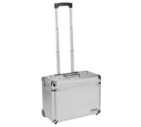 anndora® Pilotenkoffer 2 Rollen - Standfüße - silber Alu Business Trolley Pilotenkoffer Office - Silber Silber