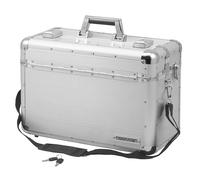 anndora Pilotenkoffer Trageriemen, Sichere Schlösser - Aktenkoffer silber Alu -Ramen + Oberfläche matt - Silber Silber