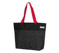 anndora Shopper 17 Liter - leichte Einkaufstasche mit Reißverschluss & Zusatzfächern - wasserabweisend & faltbar - als Strandtasche, Badetasche & Handtasche nutzbar (Schwarz Weiß Gepunktet)