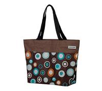 anndora Shopper 17 Liter - leichte Einkaufstasche mit Reißverschluss & Zusatzfächern - wasserabweisend & faltbar - als Strandtasche, Badetasche & Handtasche nutzbar (Braun Hellblau)