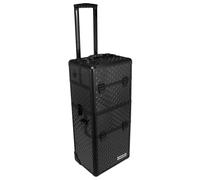 anndora Trolley Schwarz 2 Rollen Hartschale - Alu-Ecken - Beauty Nagel Kosmetik Koffer - Schwarz L schwarz