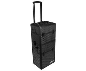 anndora Trolley Schwarz 2 Rollen Hartschale - Alu-Ecken - Beauty Nagel Kosmetik Koffer - Schwarz L schwarz