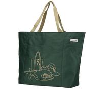 anndora XXL Strandtasche 40 Liter - große Badetasche mit Reißverschluss & Zusatzfächern - faltbarer Shopper für Strand, Schwimmbad, Sauna & Einkaufen (Grün Bestickt)