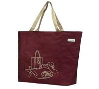 anndora XXL Strandtasche 40 Liter - große Badetasche mit Reißverschluss & Zusatzfächern - faltbarer Shopper für Strand, Schwimmbad, Sauna & Einkaufen (Rubinrot Bestickt)