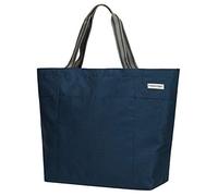 anndora XXL Strandtasche 40 Liter - große Badetasche mit Reißverschluss & Zusatzfächern - faltbarer Shopper für Strand, Schwimmbad, Sauna & Einkaufen (Blau Hahnentritt)