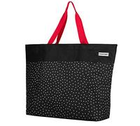 anndora XXL Strandtasche 40 Liter - große Badetasche mit Reißverschluss & Zusatzfächern - faltbarer Shopper für Strand, Schwimmbad, Sauna & Einkaufen (Schwarz Weiß Gepunktet)