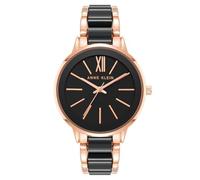 Anne Klein Damen Analog Quarz Uhr mit Edelstahl Armband AK/1412BKRG