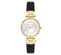 Anne Klein Damen-Armbanduhr mit Lederband, Schwarz/Goldton, 10/9442MPBK