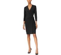 Anne Klein Damen Classic V-Neck Faux Wrap Dress Kleid, schwarz, X-Groß