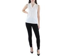 Anne Klein Damen-Shell mit plissiertem V-Ausschnitt, Weiss/opulenter Garten, Groß