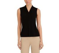 Anne Klein Damen Solid Triple Pleat Top T-Shirt, Schwarz, Mittel