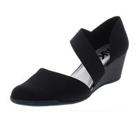 Anne Klein Damen Tara Wedge Pumps, Schwarzes Stretch-Material, 36 EU