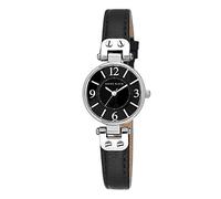 Anne Klein Damen-Uhr Quarz schwarz/Silber mit Leder-Armband