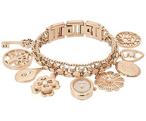 ANNE KLEIN Damenuhr-Armkette roségold mit Charms