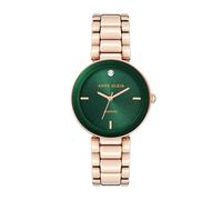 Anne KLEIN Damenuhr grün-roségold mit Metall-Armband und echtem Diamant
