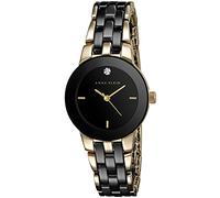 Anne KLEIN Damenuhr schwarz-Gold mit Keramik-Armband und echtem Diamant