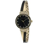 Anne Klein Damenuhr schwarz- Gold mit Swarovski-Kristallen und Armreif-Armband