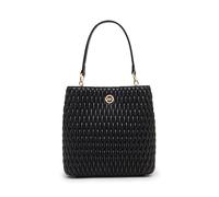 Anne Klein Geraffte Eimertasche mit umwandelbarem Riemen, Schwarz, Medium