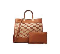 Anne Klein Große Handtasche Tragetasche aus besticktem AK-Stroh, Sattel-Natur/Sattel, Einheitsgröße