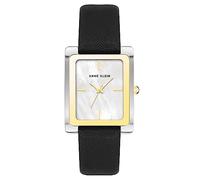 Anne Klein Women's Leather Strap Watch Black/Two Tone