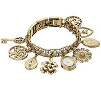 Anne Klein Women's Premium Crystal Accented Charm Bracelet Watch, 10/8096 Gold
