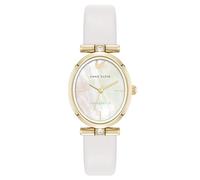 Anne Klein Women's Premium Crystal Accented Sustainable Leather Strap Watch Ivory/Gold
