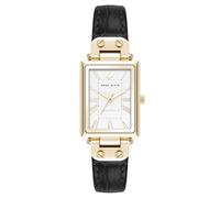 Anne Klein Women's Sustainable Croco-Grain Leather Strap Watch, AK/5152 Black/Gold