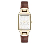 Anne Klein Women's Sustainable Croco-Grain Leather Strap Watch, AK/5152 Brown/Gold
