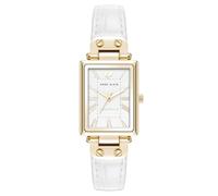 Anne Klein Women's Sustainable Croco-Grain Leather Strap Watch, AK/5152 White/Gold