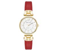Anne Klein Women's Sustainable Leather Strap Watch, AK/5144 Red/Gold